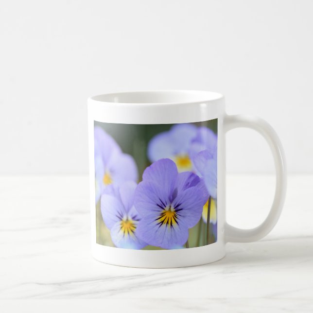 Pale Blue Pansies Coffee Mug (Right)