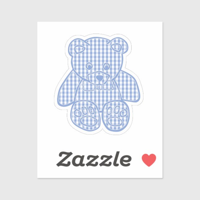 Pale Blue Pastel Gingham Teddy Bear (Sheet)