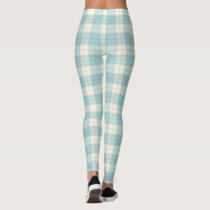 Pale Blue Plaid Tartan Leggings