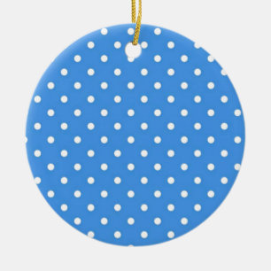 Pale Blue Polka Dot Art Ceramic Tree Decoration