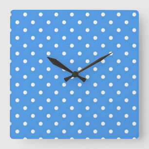 Pale Blue Polka  Dot Art Square Wall Clock