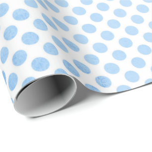 Pale Blue Polka Dots on White Wrapping Paper