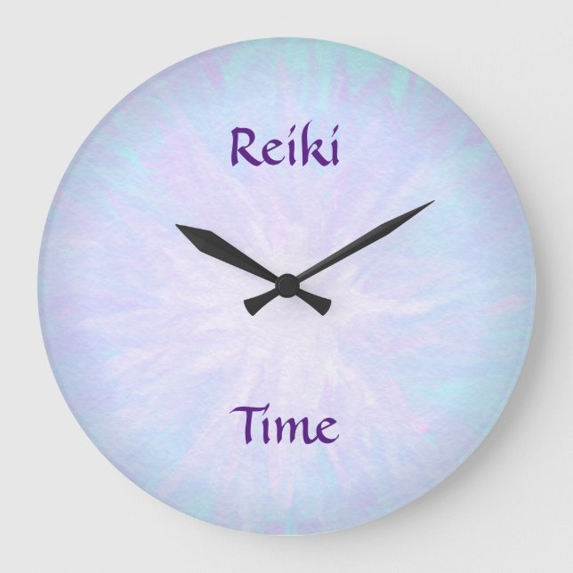Pale Blue Reiki Time Large Clock (Front)