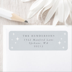 Pale Blue Retro Stars Return Address Label
