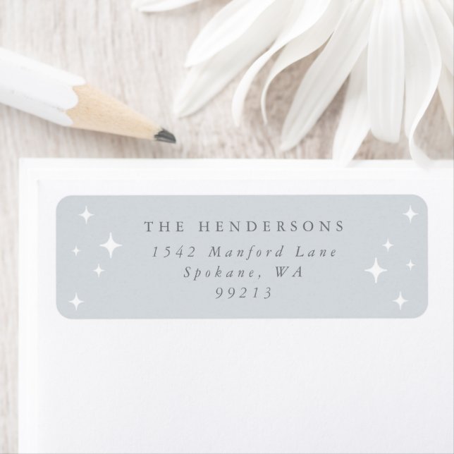 Pale Blue Retro Stars Return Address Label (Insitu)