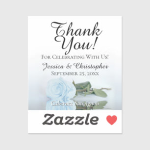 Pale Blue Rose Wedding Thank You Mini Bottle Label
