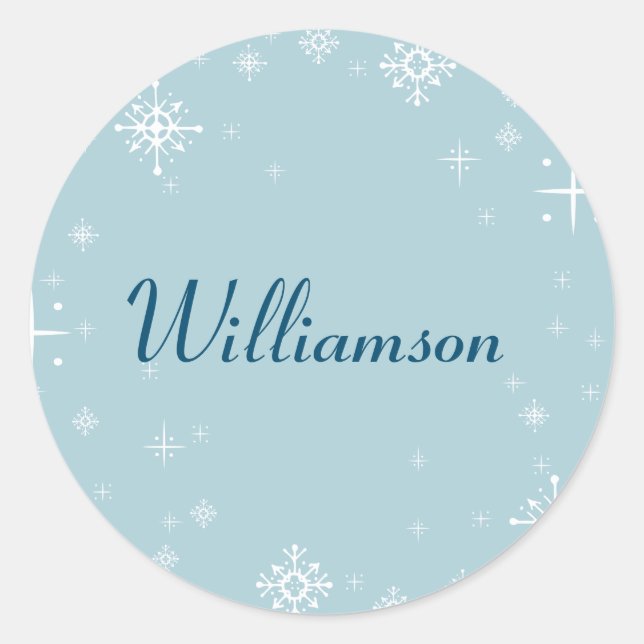 Pale Blue Snowflake | Envelope Seal Sticker (Front)