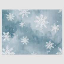 Pale Blue Snowflakes Watercolor Winter Holiday