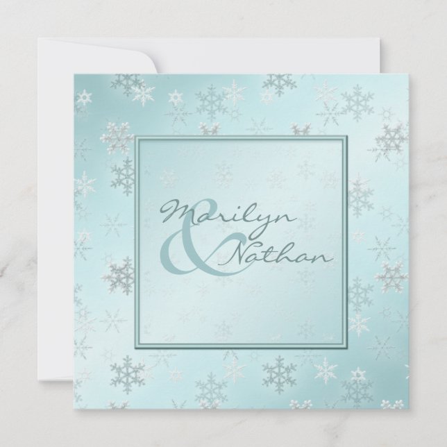 Pale Blue Snowflakes Wedding Invitation (Front)