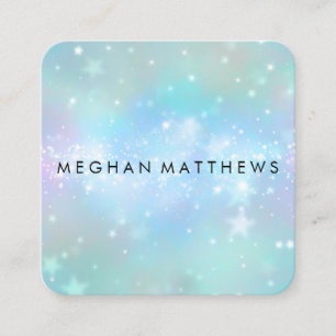 Pale Blue Sparkles Beauty Makeup Artist Square Business Card