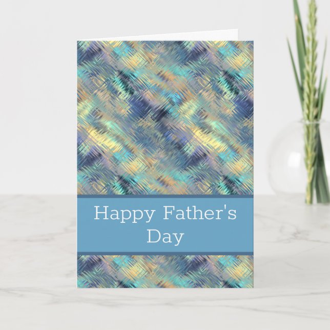 Pale Blue Stained Glass Happy Father's Day Card (Front)