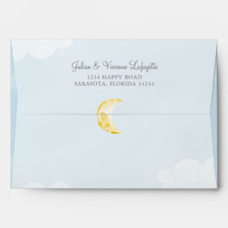 Pale Blue & Star Print Interior Baby Shower Envelope