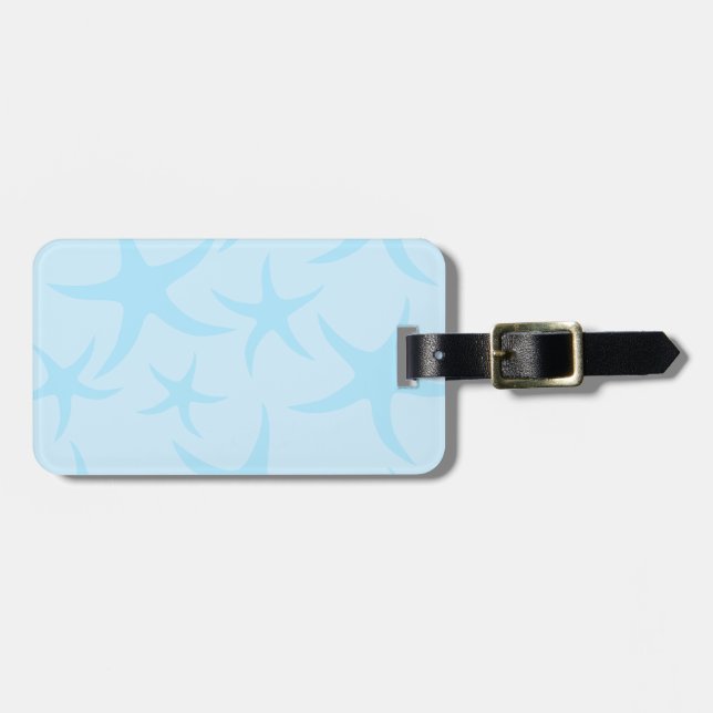 Pale Blue Starfish Pattern. Luggage Tag (Front Horizontal)