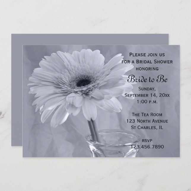 Pale Blue Tinted Daisy Bridal Shower Invitation (Front/Back)