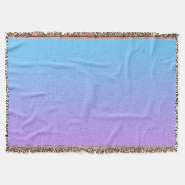 Pale Blue to Lavende Linear Ombre Gradient Pattern Throw Blanket (Front)
