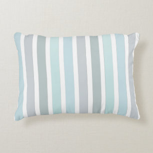 Pale Blue Turquoise Stripes Pattern Decorative Cushion