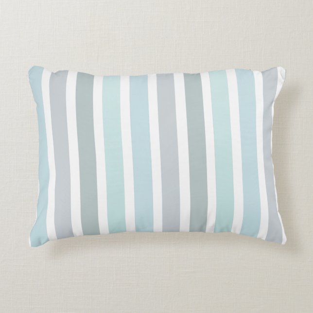 Pale Blue Turquoise Stripes Pattern Decorative Cushion (Front)