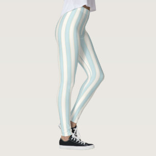Pale Blue Vertical Stripes Leggings