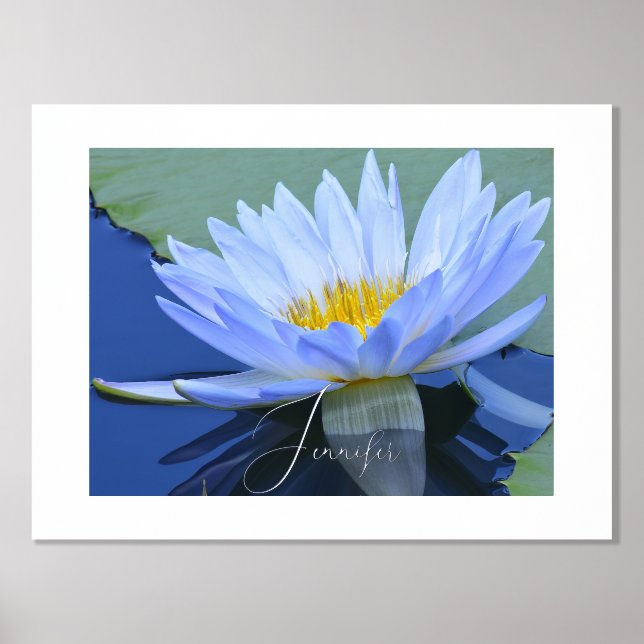 Pale Blue Water Lily Personalised Foil Name Foil P Foil Prints (Front)