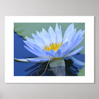 Pale Blue Water Lily Personalised Foil Name Foil P Prints