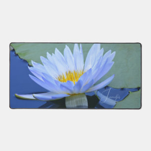 Pale Blue Water Lily Personalized Desk Mats Pads