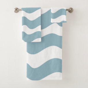 Pale Blue Wave Pattern Bath Towel Set