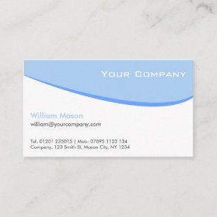 Pale Blue White Curved Professional Business Card