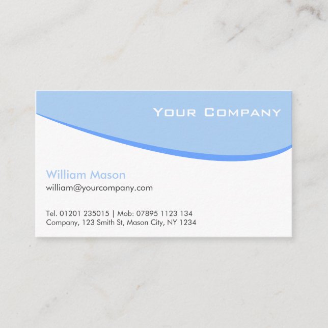Pale Blue White Curved Professional Business Card (Front)