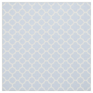 Pale Blue White Quatrefoil Pattern Fabric