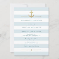 Pale Blue White Striped Nautical Bridal Shower