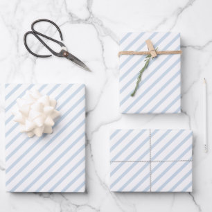 Pale Blue White Stripes Wrapping Paper Sheets