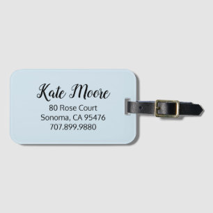 Pale Blue With Name Luggage Tag