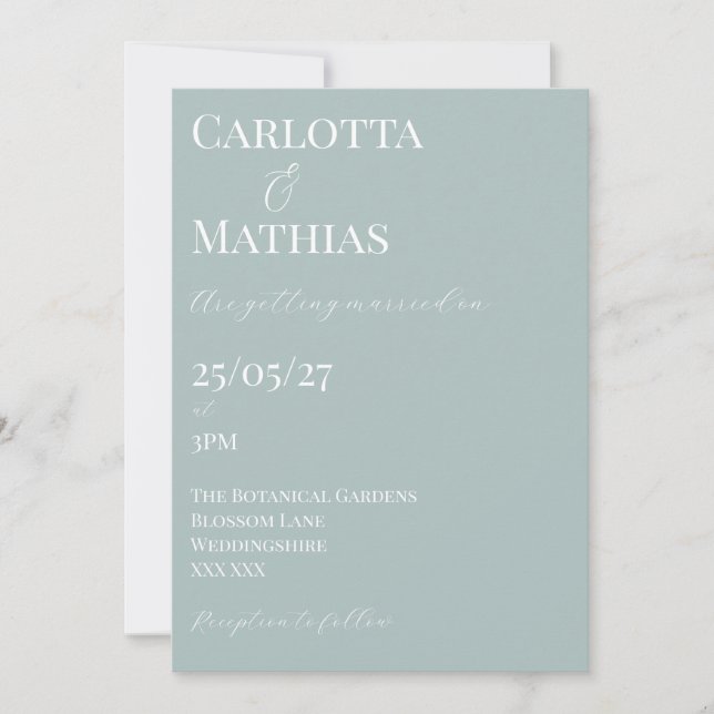 Pale Blue with Peaches Wedding Invitation (Front)