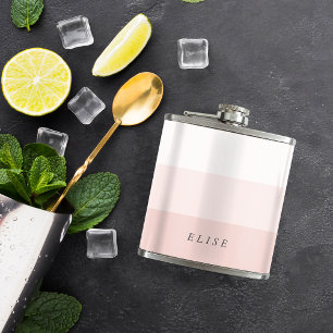 Pale Blush Pink & Grey Colorblock Hip Flask