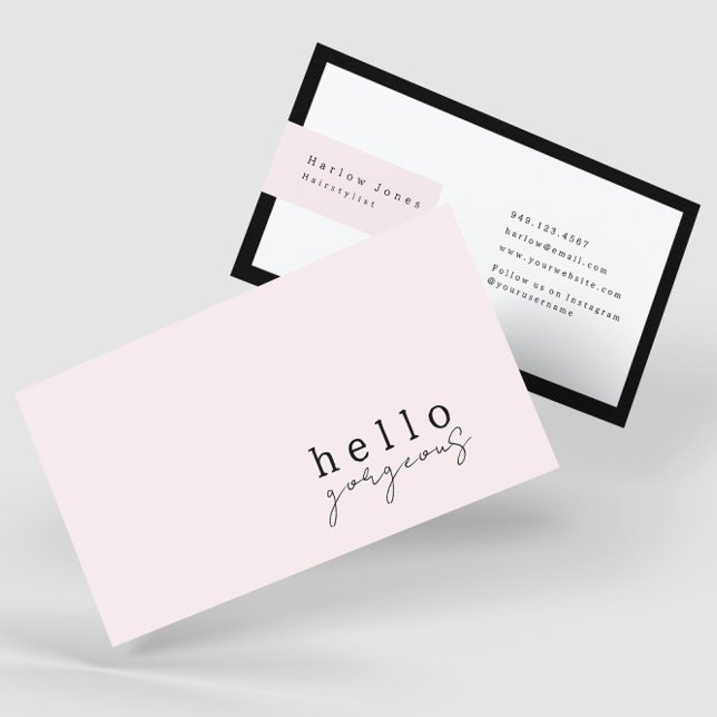 Pale Blush Pink Hello Gorgeous Beauty Minimalist Business Card (Creator Uploaded)