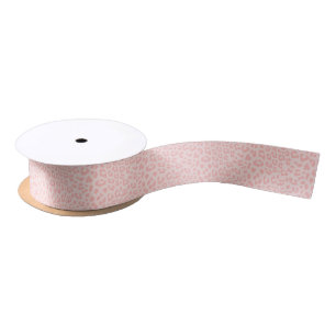 Pale Blush Pink Leopard Print Satin Ribbon