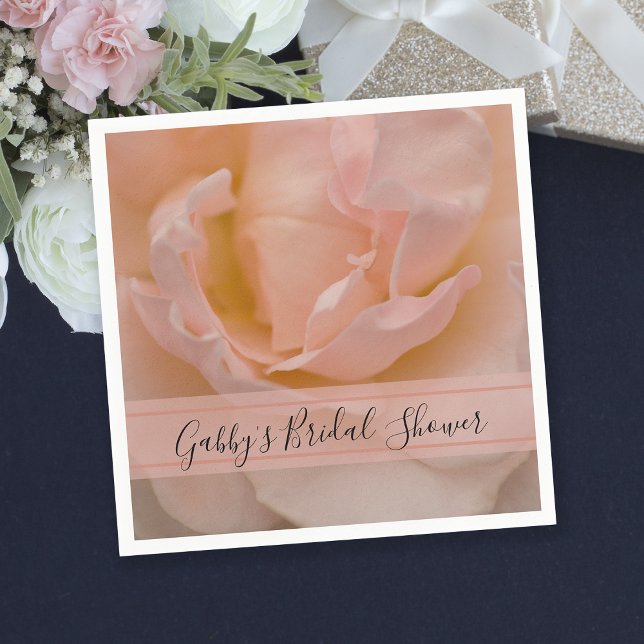 Pale Blush Pink Rose Floral Bridal Shower Napkin (Creator Uploaded)