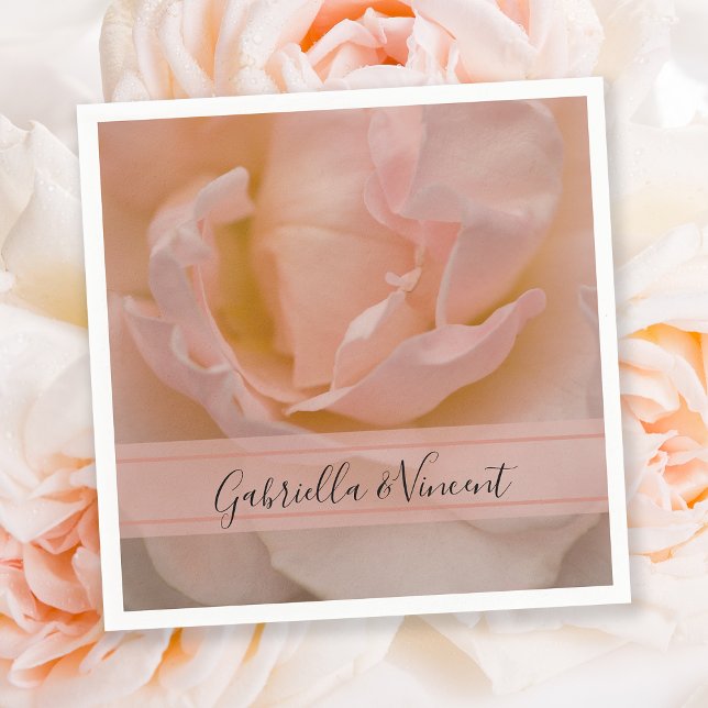 Pale Blush Pink Rose Floral Wedding Napkin (Creator Uploaded)