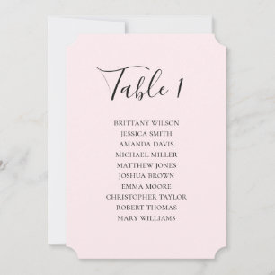 Pale Blush Pink Wedding Minimalist Seating Chart Invitation