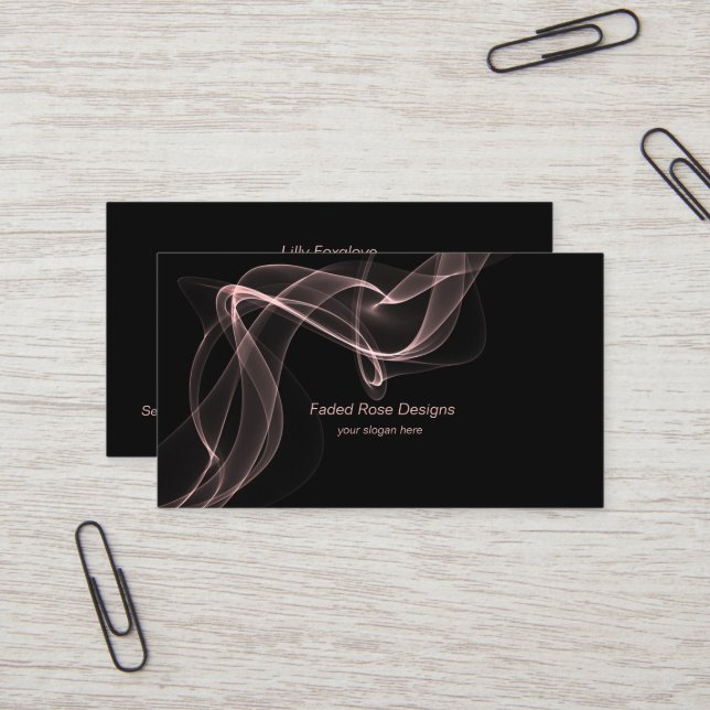 pale blush smoke wave black business card (Front/Back In Situ)