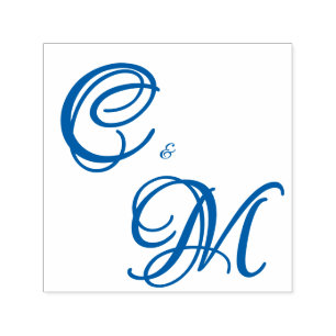Pale Butter Yellow Soft Blue Floral Wedding Self-inking Stamp