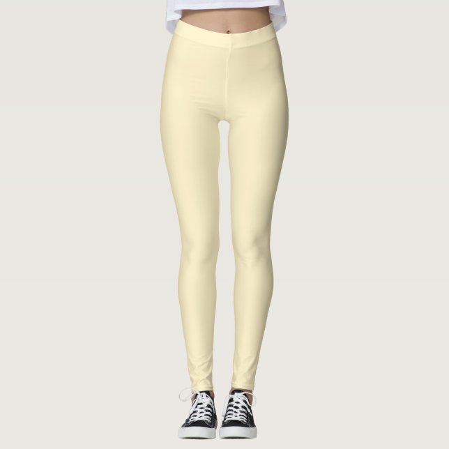 Pale Buttercup Yellow Solid Colour Leggings (Front)