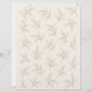 Pale Champagne Leaf Sprig Scrapbook Paper