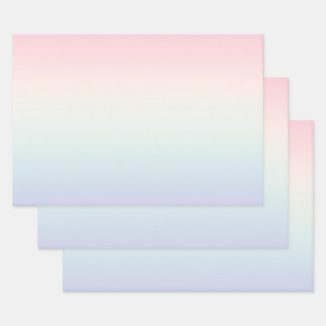 Pale colourful gradient background wrapping paper sheet (Set)