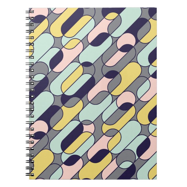 Pale Colours Geometric: Retro Pattern Notebook (Front)