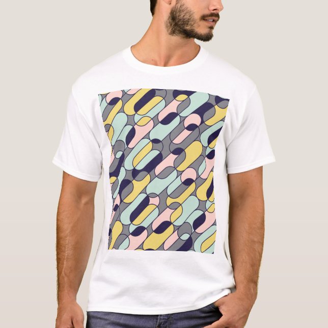 Pale Colours Geometric: Retro Pattern T-Shirt (Front)