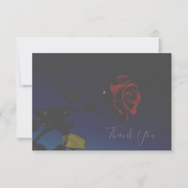 Pale Colours Red Rose Thank You Flat Card (Front)