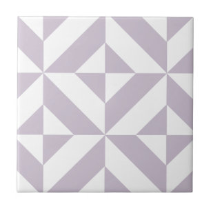 Pale Cool Grape Geometric Deco Cube Pattern Ceramic Tile