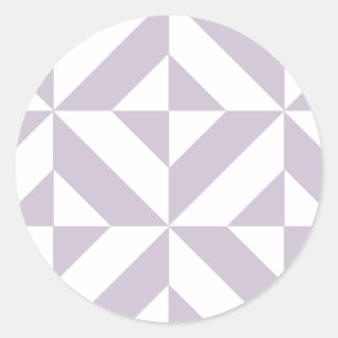Pale Cool Grape Geometric Deco Cube Pattern Classic Round Sticker
