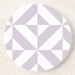 Pale Cool Grape Geometric Deco Cube Pattern Coaster